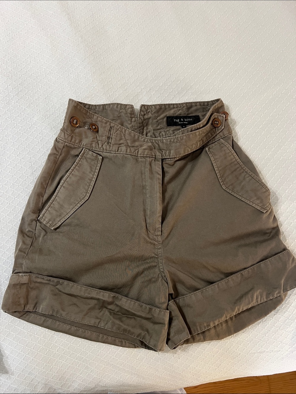 rag & bone army green utility bermuda shorts